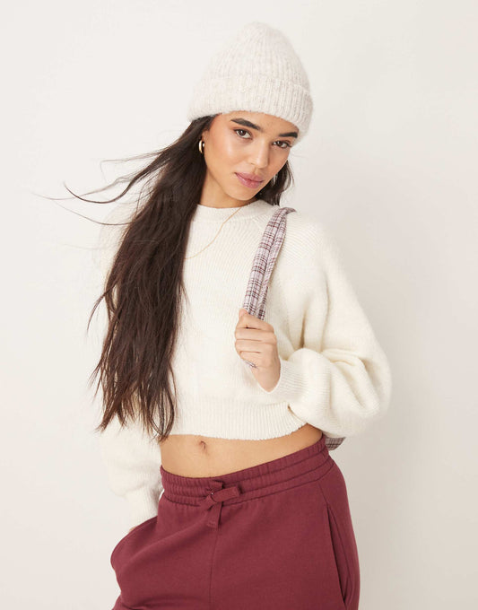 Knitted Crew Neck Raglan Jumper