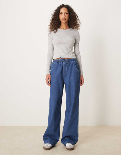 Lightweight Denim Jogger With Drawstring Waist