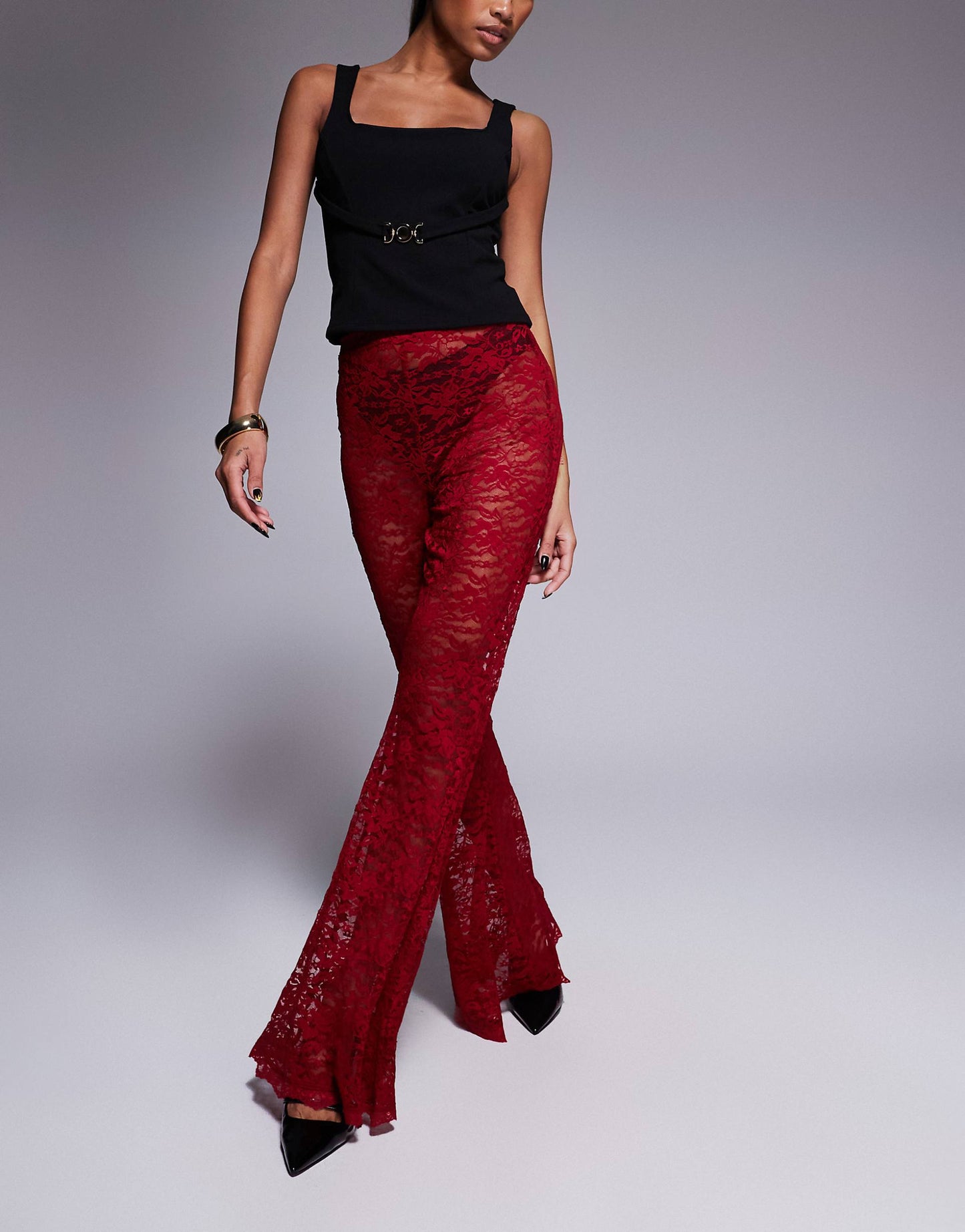 Extreme Flare High Waist Lace Trouser