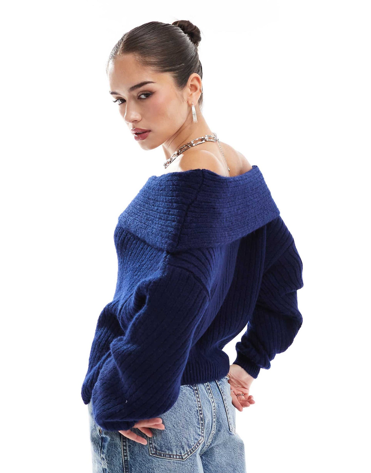 Oversized Knitted Off Shoulder Jumper
