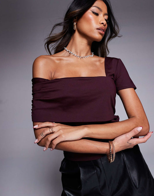 Polyamide Asymmetric Top With Cap Sleeve