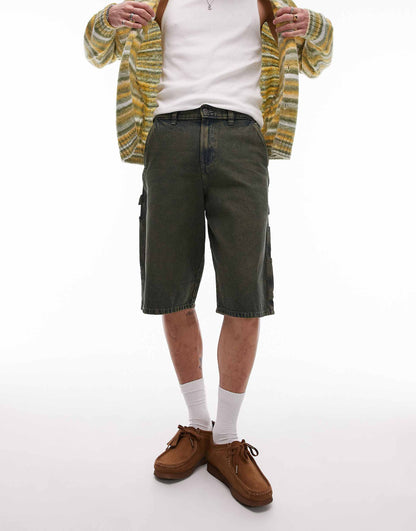 Loose Fit Denim Painter Shorts