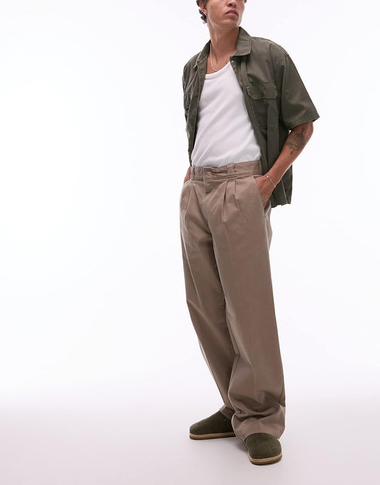 Unionwille Pleated Wide Leg Work Trousers
