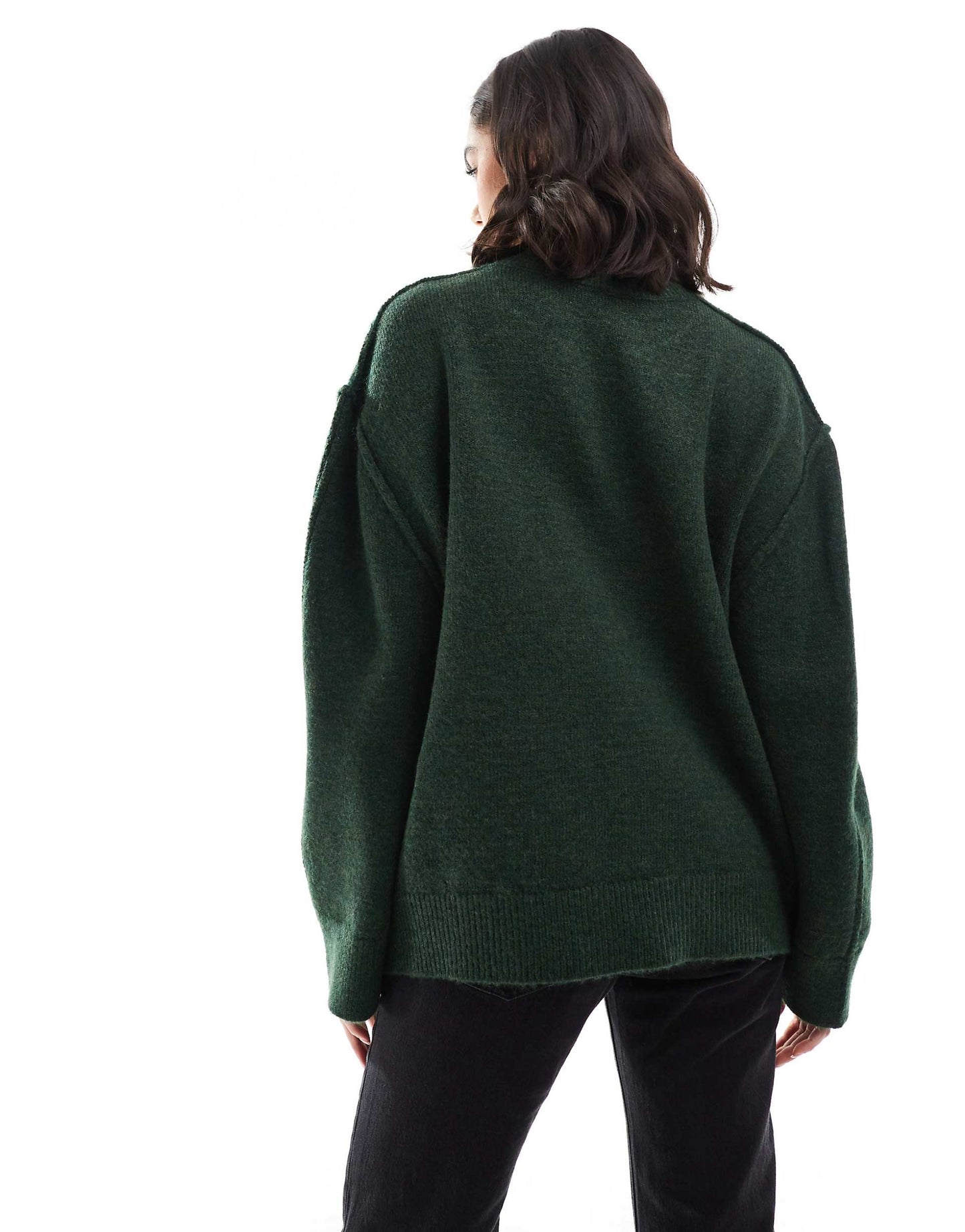 Crew Neck Knitted Jumper With Exposed Seams