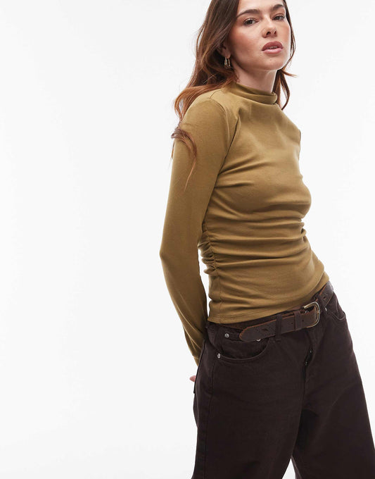 Funnel Neck Long Sleeve Top