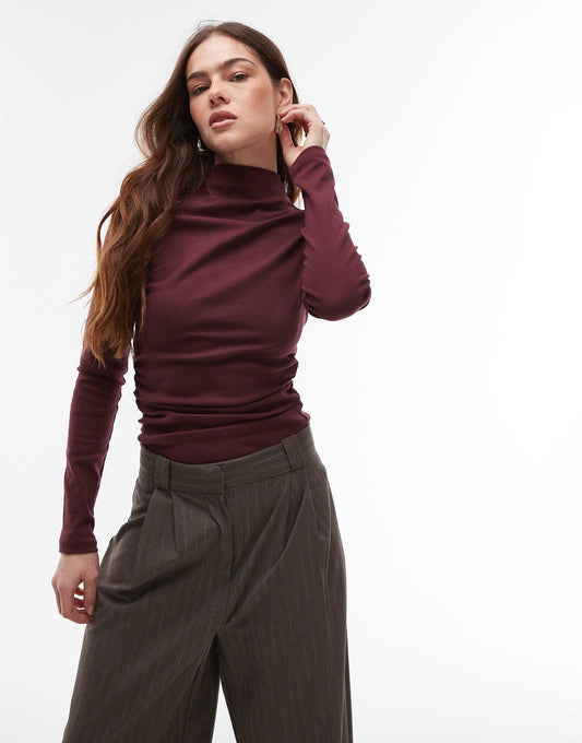 Funnel Neck Long Sleeve Top