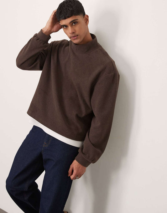 Extreme Oversized Boxy Lightweight Jumper With Funnel Neck