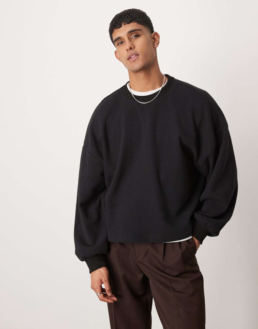 Extreme Oversized Boxy Lightweight Jumper With Brushed Texture