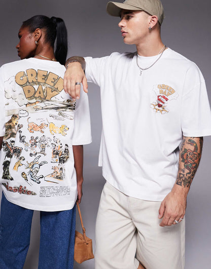 Unisex Oversized License T-Shirt With Green Day Prints