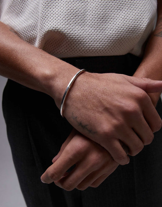 Sterling Silver Minimal Cylinder Bracelet