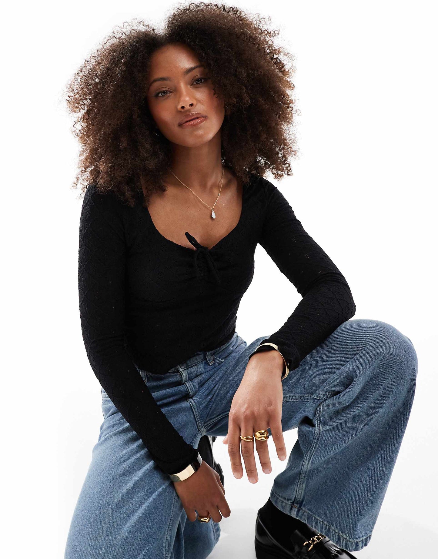 Briony Tie Front Long Sleeve Top