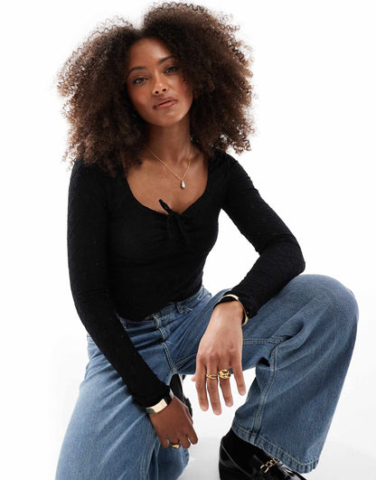 Briony Tie Front Long Sleeve Top