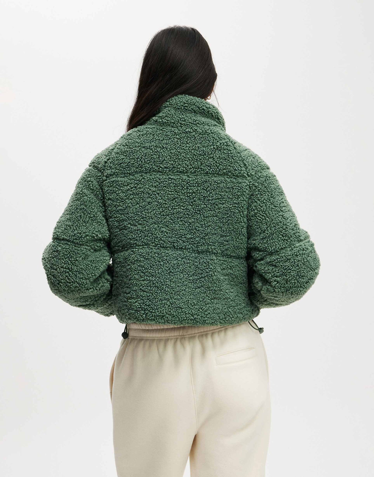 The Mother Puffer Cropped Sherpa Jacket