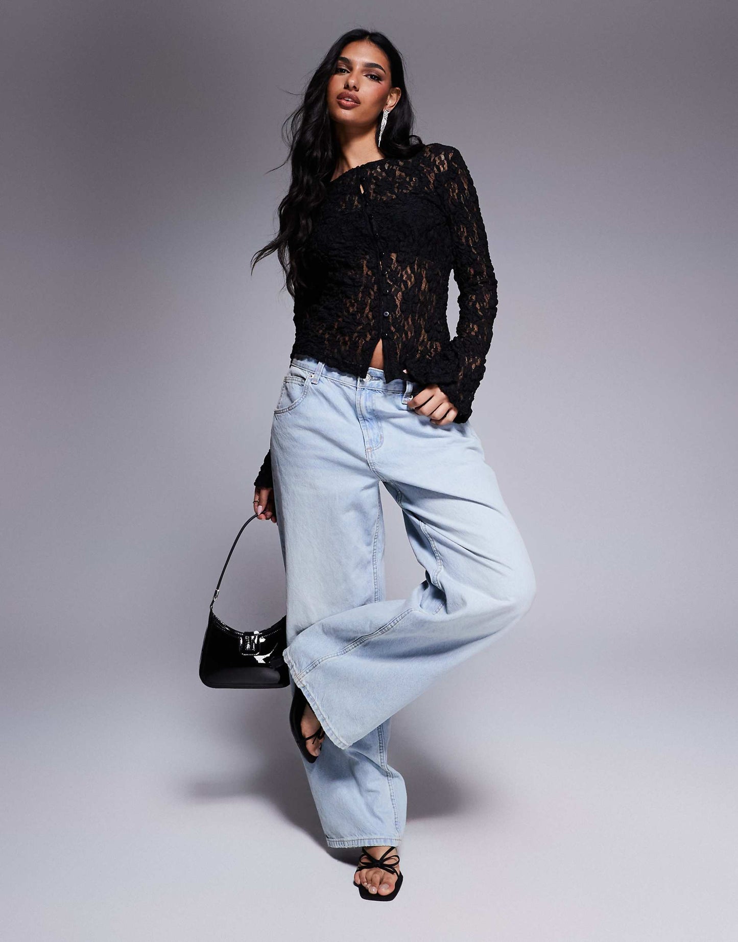 Lace Flute Sleeve Cardigan