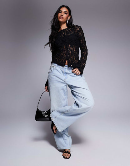 Lace Flute Sleeve Cardigan