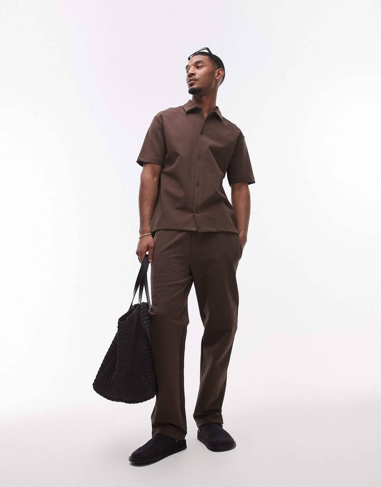 Premium Oversized Fit Button Through Interlock Jersey Shirt