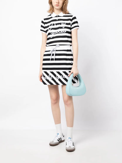 Logo-Print Striped Miniskirt