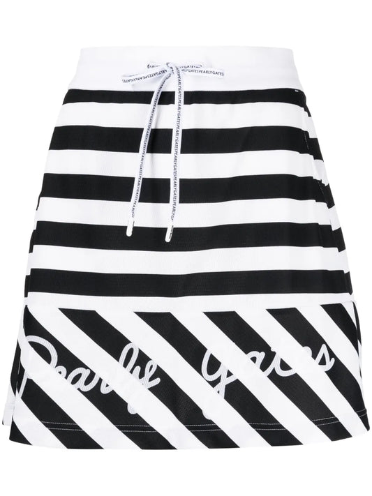 Logo-Print Striped Miniskirt