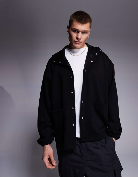 Oversized Scuba Hooded Shacket