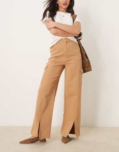 Twill Cargo Trouser With Front Slits