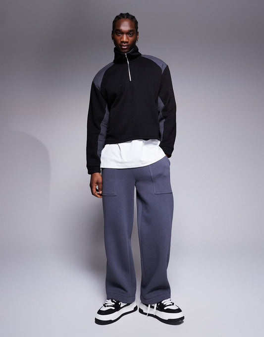 Oversized Dropped Shoulder Boxy Funnel Neck Sweatshirt