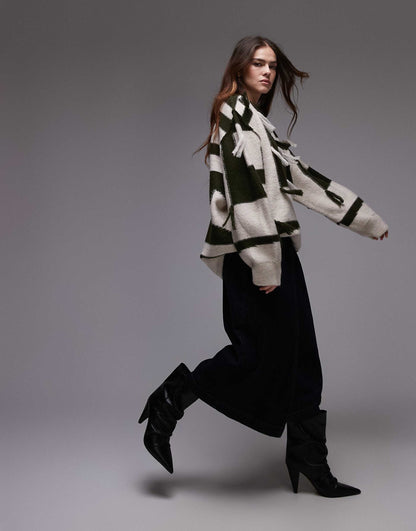 Knitted Tassel Patchwork Oversized Jumper