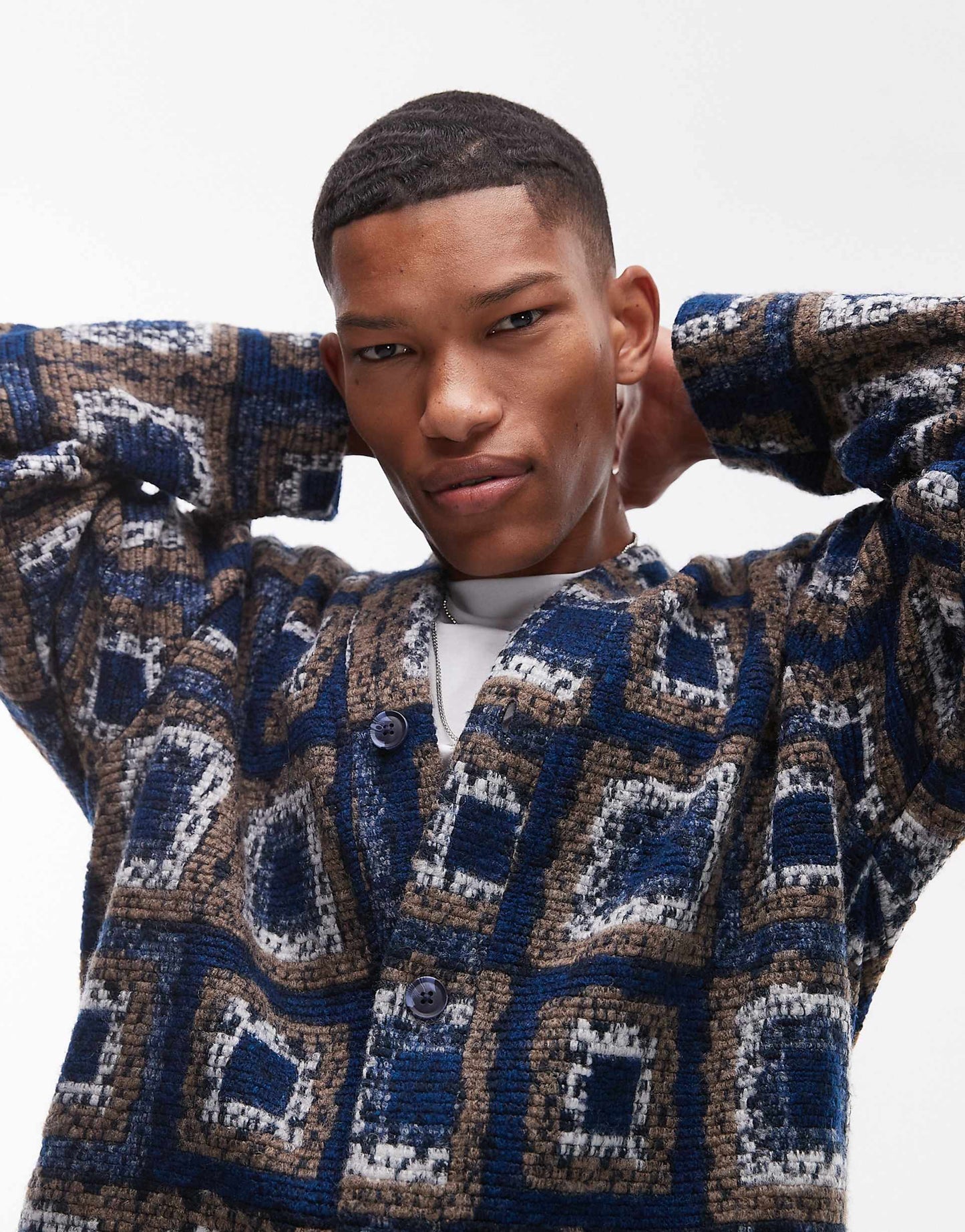 Oversized Fit Jacquard Cardigan