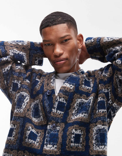 Oversized Fit Jacquard Cardigan