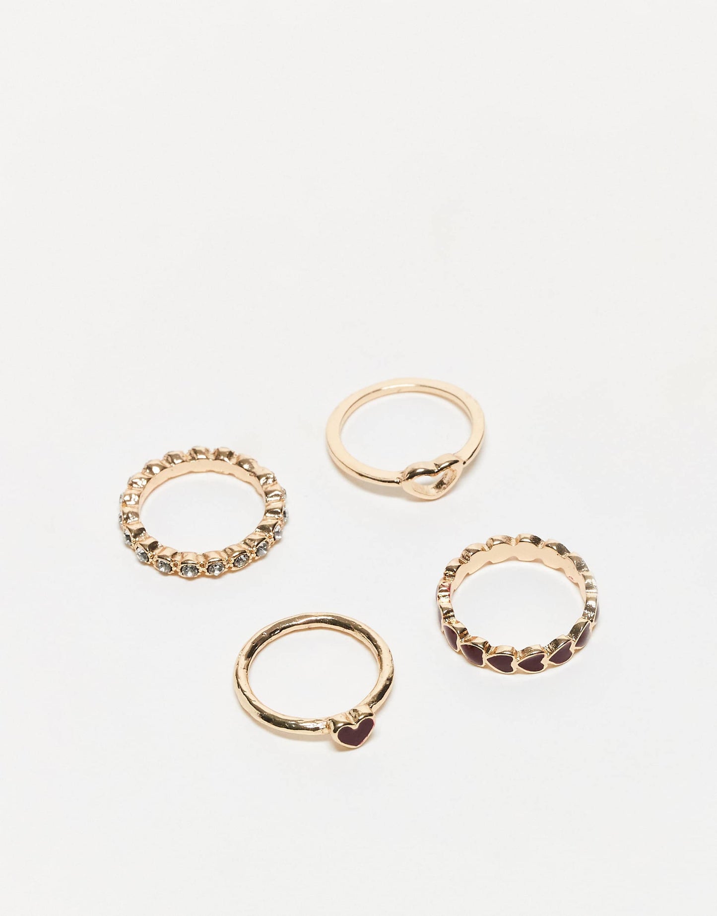 Pack Of 4 Heart Rings