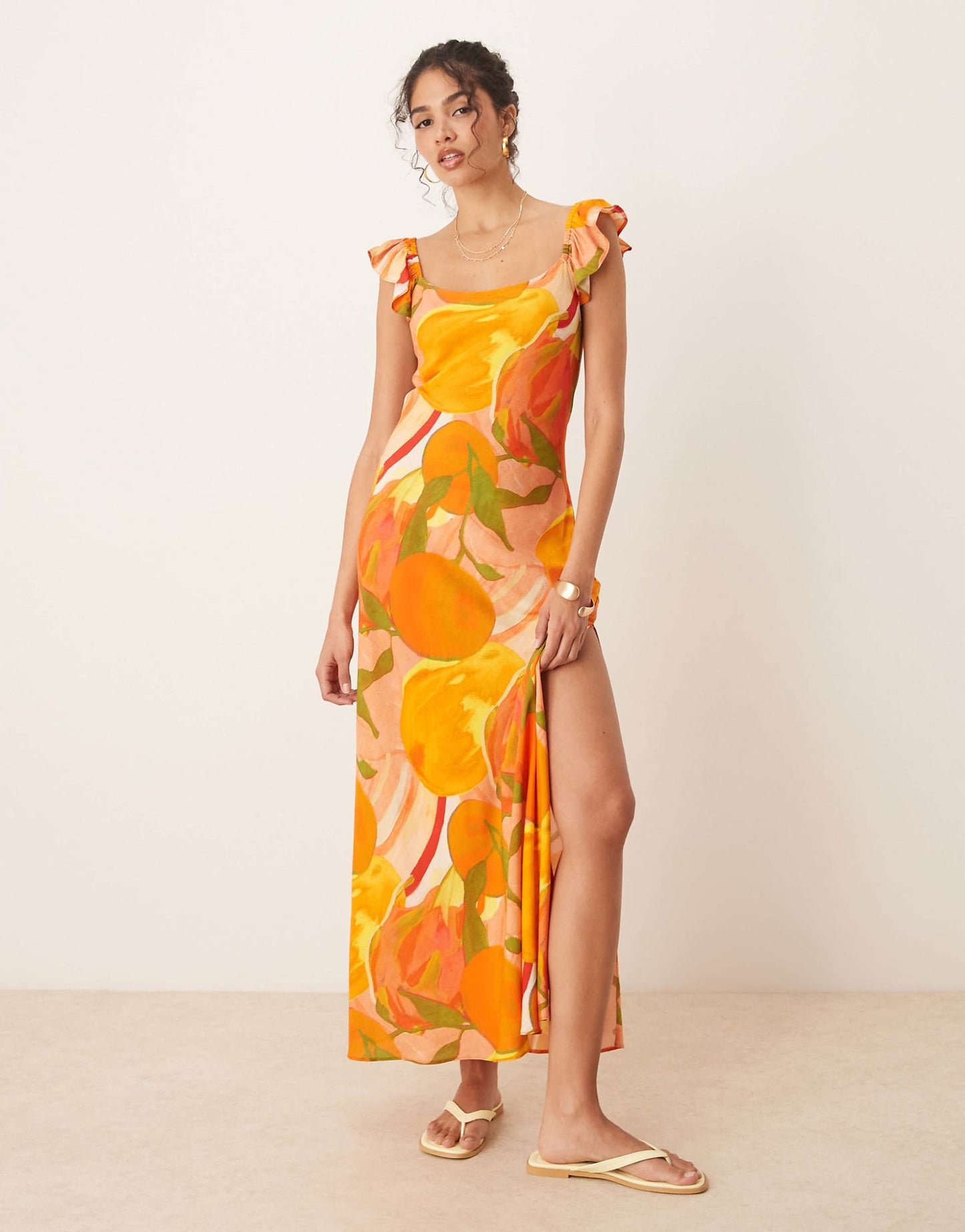 Frill Sleeve Maxi Dress