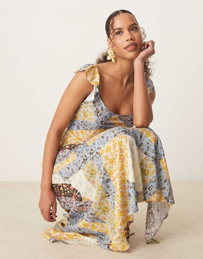 Frill Sleeve Maxi Dress