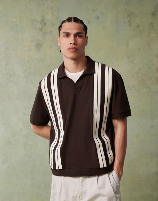 Heavyweight Relaxed Boxy Polo With Panel Detail 240Gsm