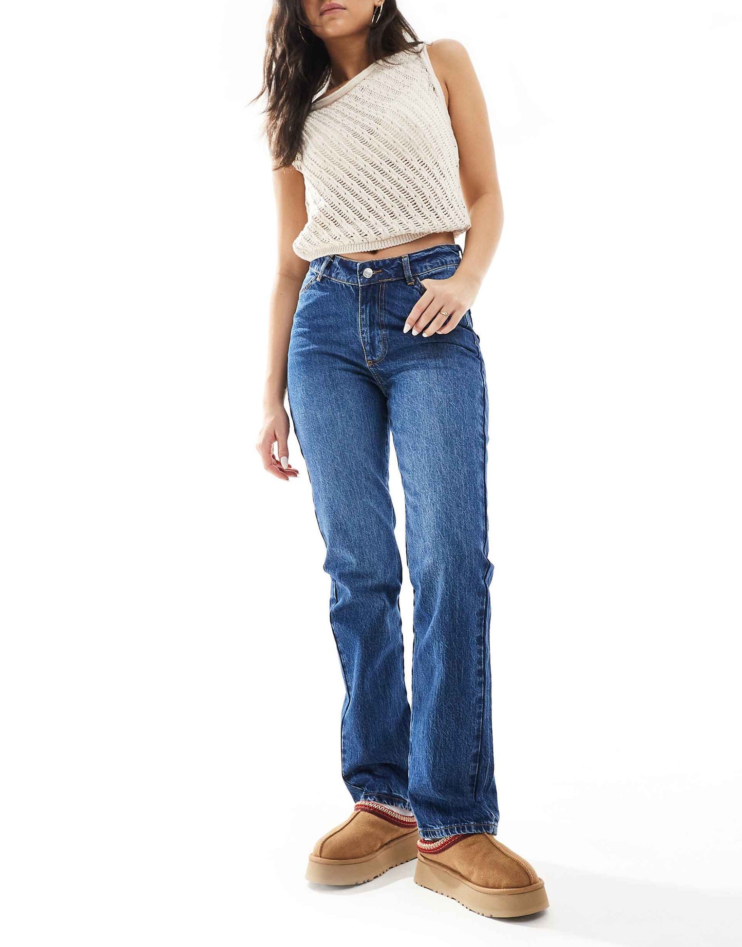 V-Waist Straight Leg Jean