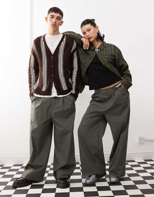 Unisex Baggy Trouser With Front Pleat Detail