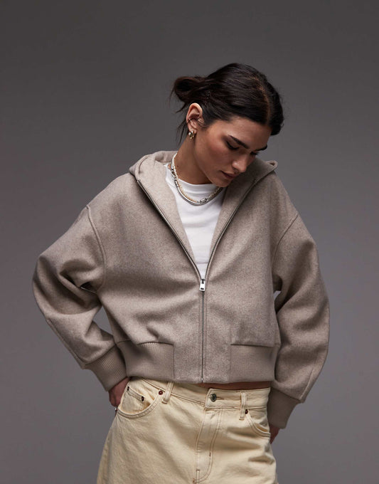 Oversized Soft Touch Zip Through Hoodie