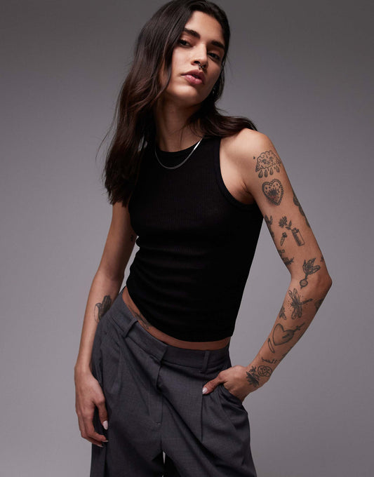 Ribbed Racer Neck Vest