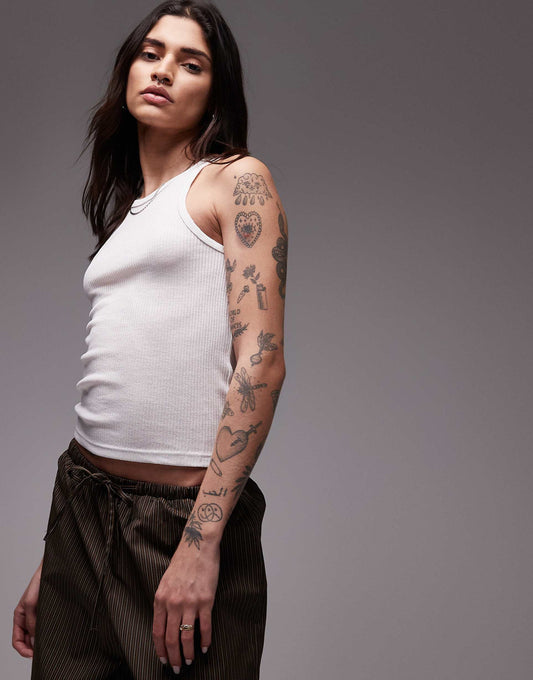 Ribbed Racer Neck Vest