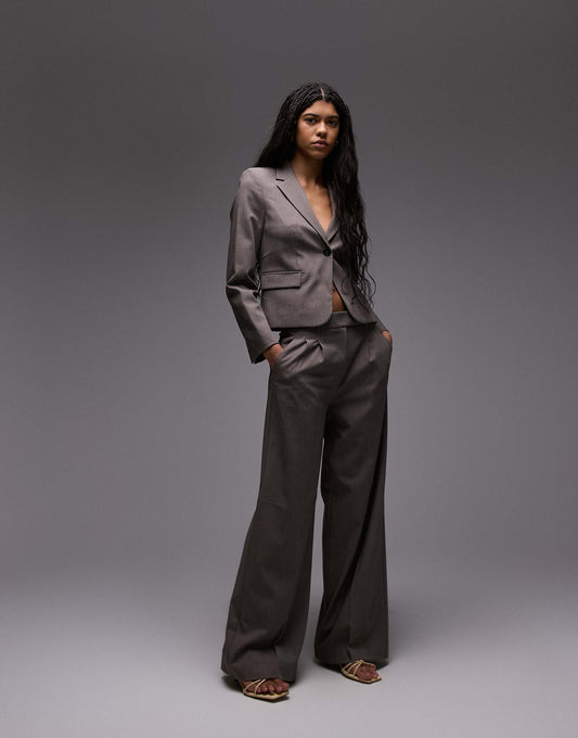 Pleat Front Wide Leg Trousers Co-Ord