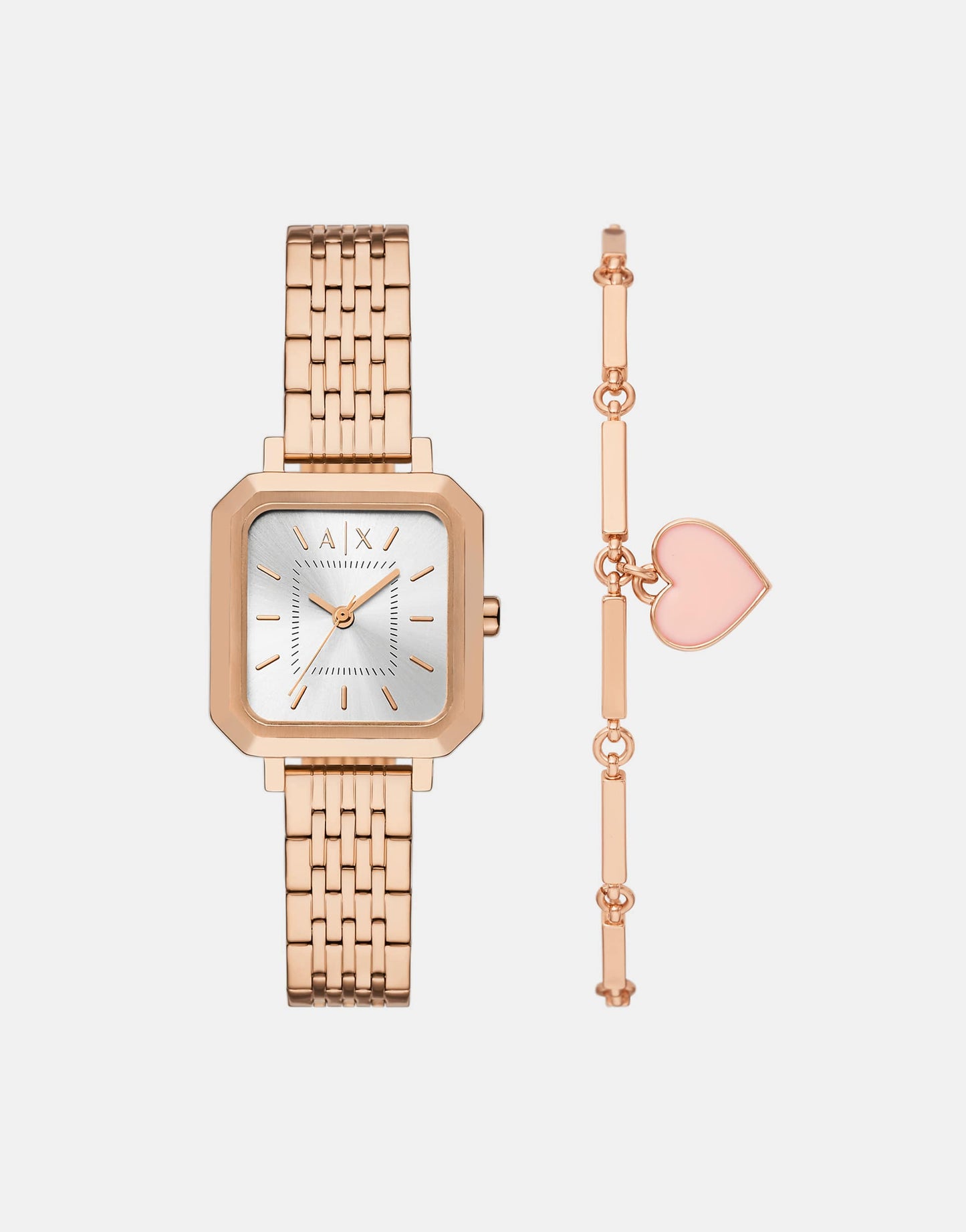 Three-Hand Rose Gold-Tone Stainless Steel Watch And Bracelet Set