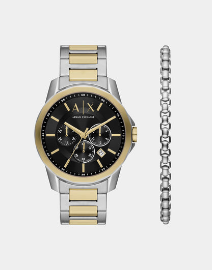 Chronograph Two-Tone Stainless Steel Watch And Bracelet Set