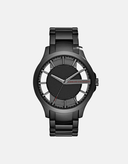 Three-Hand Black Steel Watch