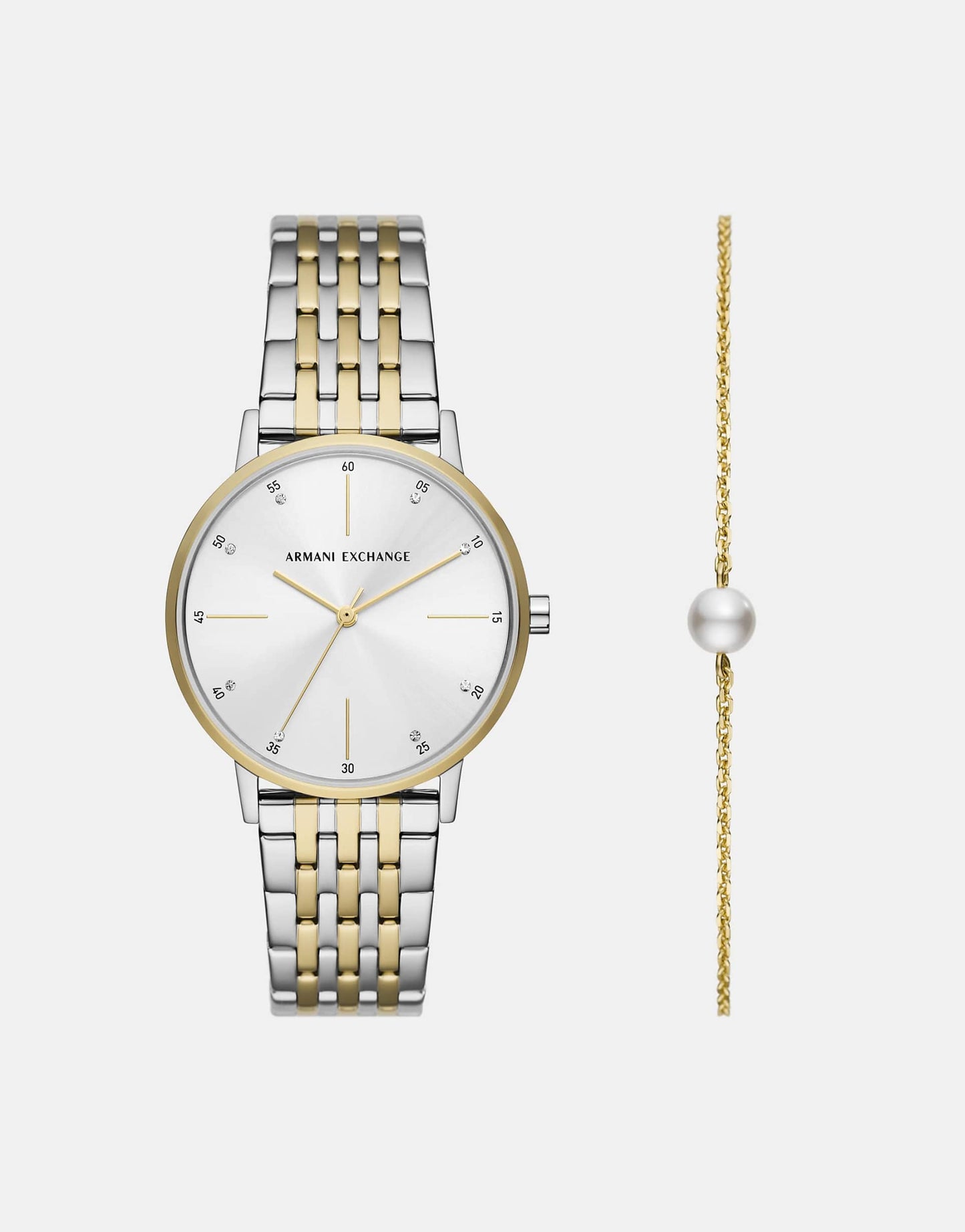 Three-Hand Two-Tone Stainless Steel Watch And Bracelet Set