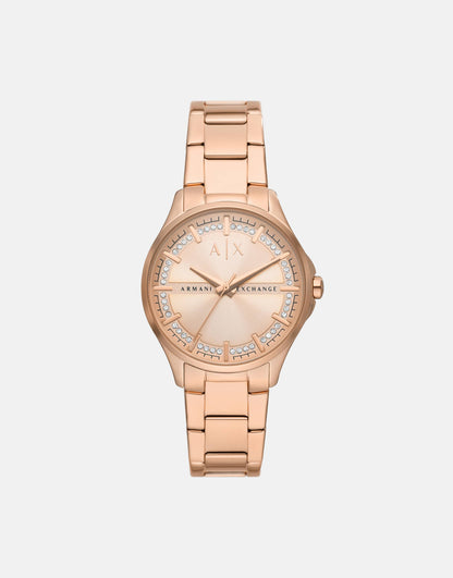 Three-Hand Rose Gold-Tone Stainless Steel Watch