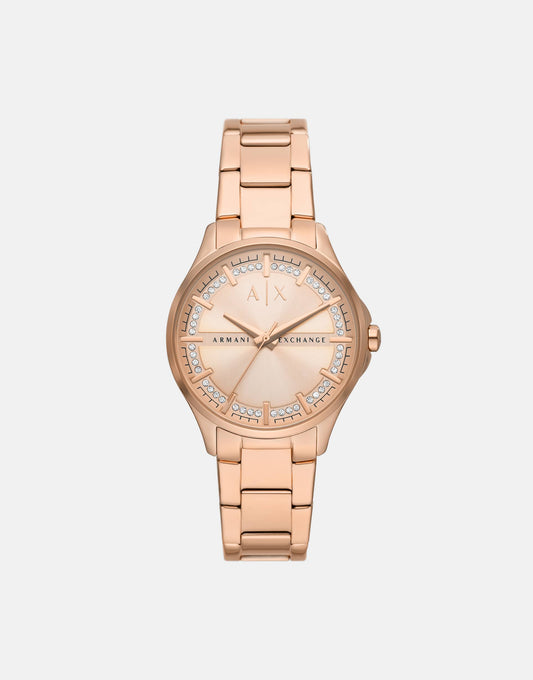 Three-Hand Rose Gold-Tone Stainless Steel Watch