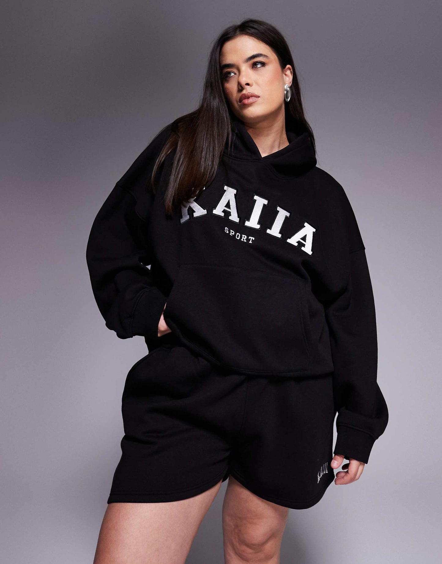 Plus Embroidered Logo Sweat Shorts Co-Ord