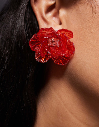Resin Oversized Flower Stud Earrings