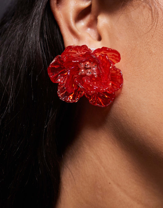 Resin Oversized Flower Stud Earrings