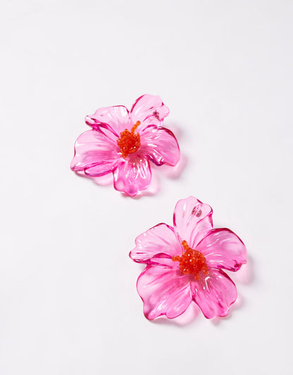 Resin Oversized Flower Stud Earrings