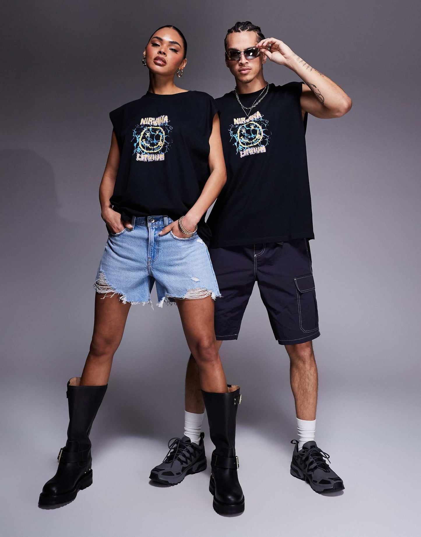 Nirvana Unisex Boxy Oversized Vest With Large Scale Prints