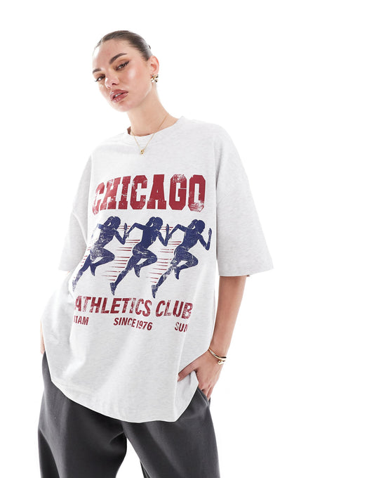 Oversized T-Shirt With Chicago Athletics Club Graphic